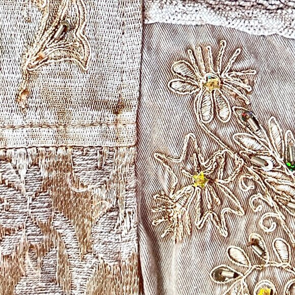 FlashBack Couture Gold Embroidered Embellished Jacket Beaded Button Down Pockets - Picture 3 of 16